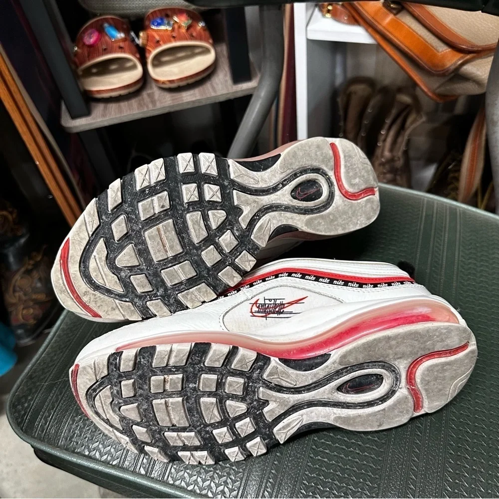 Nike Air Max 97 White/Habanero Red-Black Size 6Y CQ4817-100 shoes